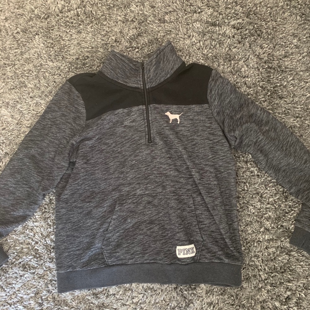 PINK gray quarter zip sweatshirt